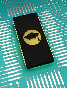 This graphic representation of Online Degrees - a mortar board on a mother board -  was created and photographed by Yaroslav B. of Moscow.  Gotta love it!